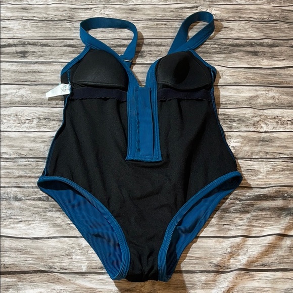 Kona Sol Blue Women’s Ribbed 1 piece Swimsuit Sm - Picture 9 of 10